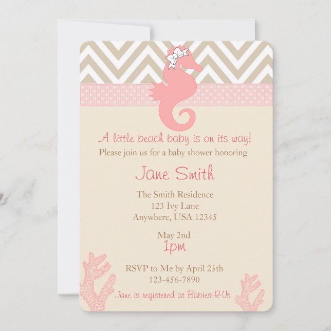 Beach Baby Seahorse Baby Shower-inbjudan Inbjudningar (Framsida)