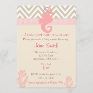 Beach Baby Seahorse Baby Shower-inbjudan Inbjudningar
