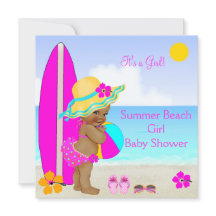 Beach Baby Shower Girl Rosa Teal Blue Ethnic