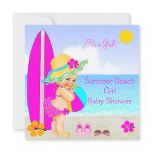 Beach Baby Shower Girl Rosa Teal Blue Sunhat