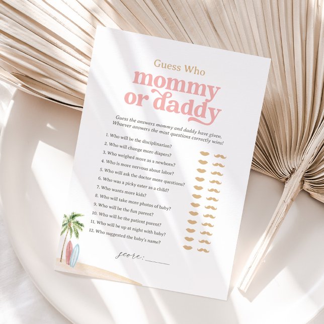 Beach Baby Shower gissar vem Mamma eller pappa Gam Inbjudningar (Skapare uppladdad)