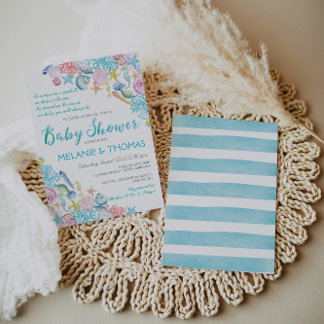 Beach Baby Shower-inbjudan, Nautical Sea Snäcka Inbjudningar