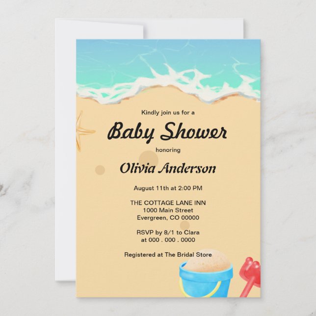 Beach Baby Shower Inbjudningar (Framsida)