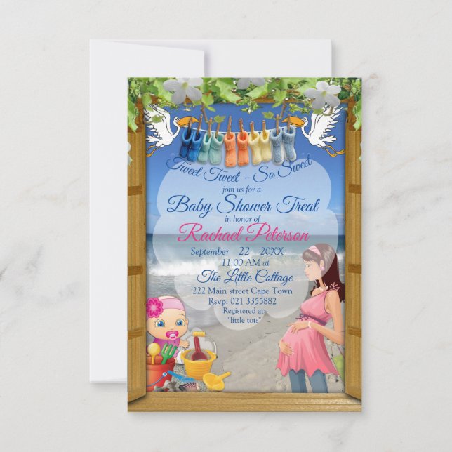 Beach Baby Shower Treat-inbjudan Anteckningskort (Framsida)