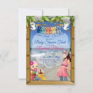 Beach Baby Shower Treat-inbjudan Anteckningskort