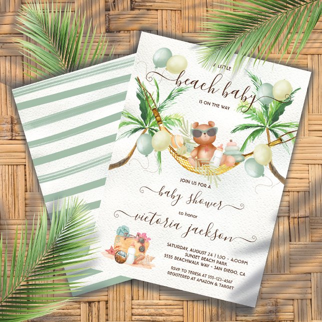Beach Baby Shower Tropical Hammock-inbjudan Inbjudningar (Skapare uppladdad)