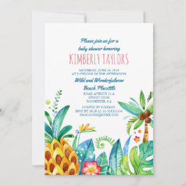 Beach Baby Shower Tropical Pineapple Handflatan Inbjudningar