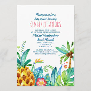 Beach Baby Shower Tropical Pineapple Handflatan Inbjudningar