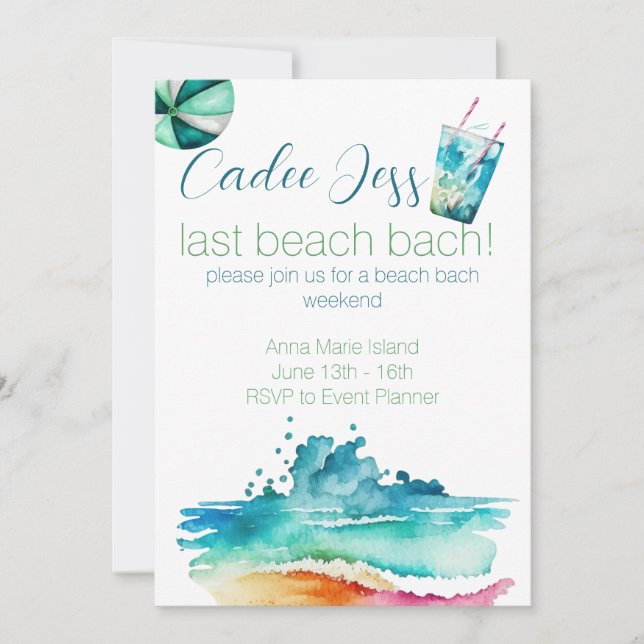 Beach Bach Party-inbjudan Inbjudningar (Framsida)