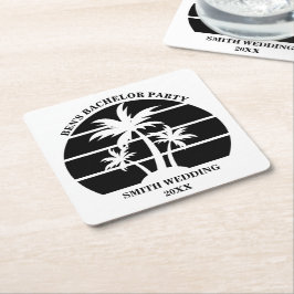 Beach Bachelor Party Island Bröllop Personlig Underlägg Papper Kvadrat