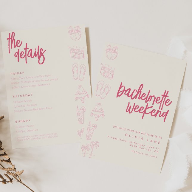 Beach Bachelorette Helg Inbjudan och Schedule (Skapare uppladdad)