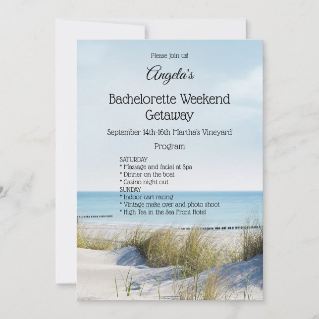 Beach Bachelorette Helg mallinbjudan Inbjudningar (Framsida)