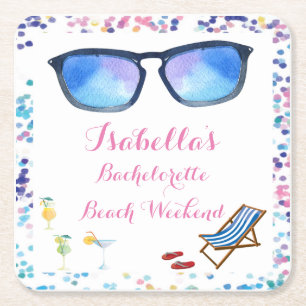 Beach Bachelorette Helg Party Underlägg Papper Kvadrat