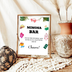 Beach Bachelorette Mimosa Pub Bord-tecken Poster