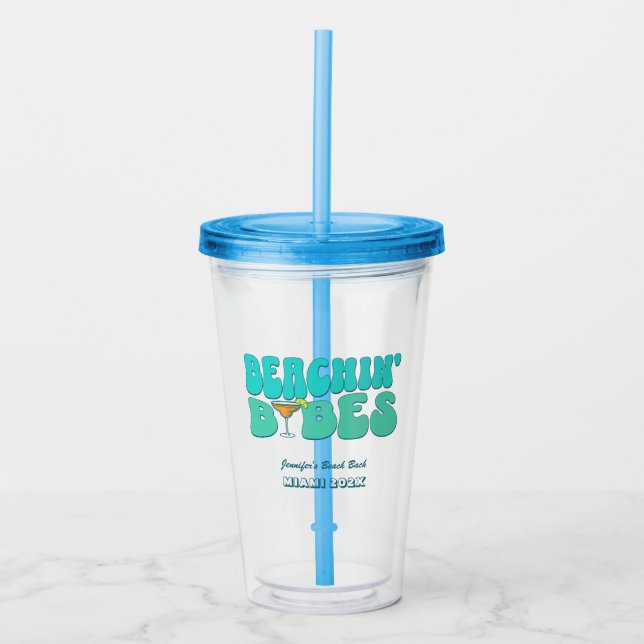 Beach Bachelorette Party Groovy Beachin Babes Take Away Mugg (Framsida)