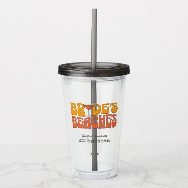 Beach Bachelorette Party Groovy Brides Beacher Take Away Mugg (Framsida)
