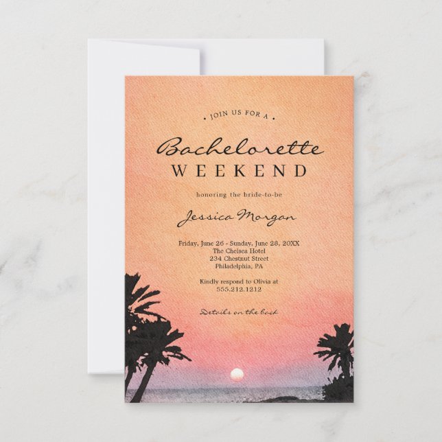 Beach Bachelorette Party Helg Itinerary Inbjudan (Framsida)
