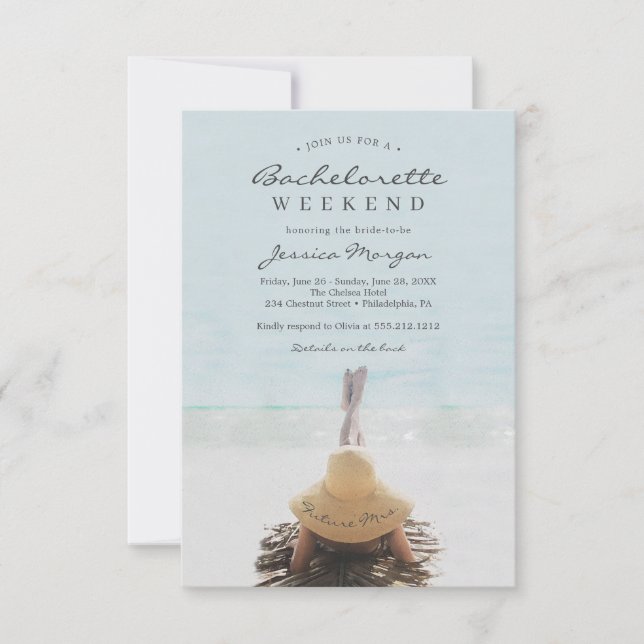 Beach Bachelorette Party Helg Itinerary Inbjudan (Framsida)