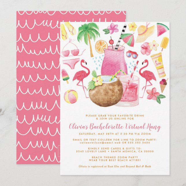 Beach Bachelorette Party Inbjudningar (Fram/baksida)