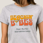 Beach Bachelorette Party Retro Beachin Babes T Shirt<br><div class="desc">Gör en stänk på din kommande bachelorette-fest med den här bedövande stranden personlig t-shirts. Vare sig du firar en bach resa, en flicksemester eller en helgdag av bästa vänner, är den här anpassningsbar stranden på t-shirts som är perfekten som tillägg till din oförglömliga flykting. Lägg till en personlig beröring till...</div>