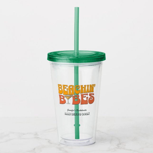 Beach Bachelorette Party Retro Beachin Babes Take Away Mugg (Framsida)