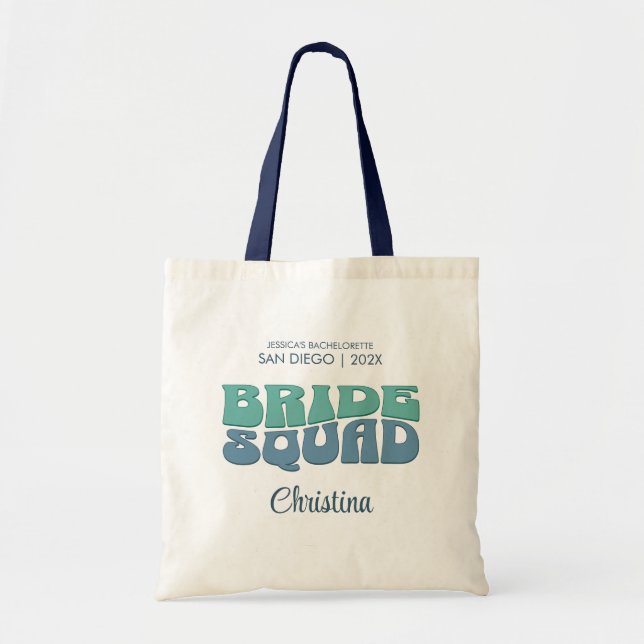 Beach Bachelorette Party Retro Bride Squad Gift Tygkasse (Framsidan)