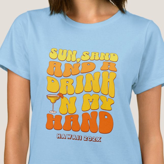 Beach Bachelorette Party Retro Sol Sand Drink T Shirt (Skapare uppladdad)