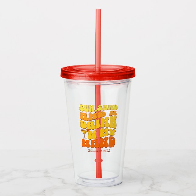 Beach Bachelorette Party Retro Sol Sand Drink Take Away Mugg (Framsida)