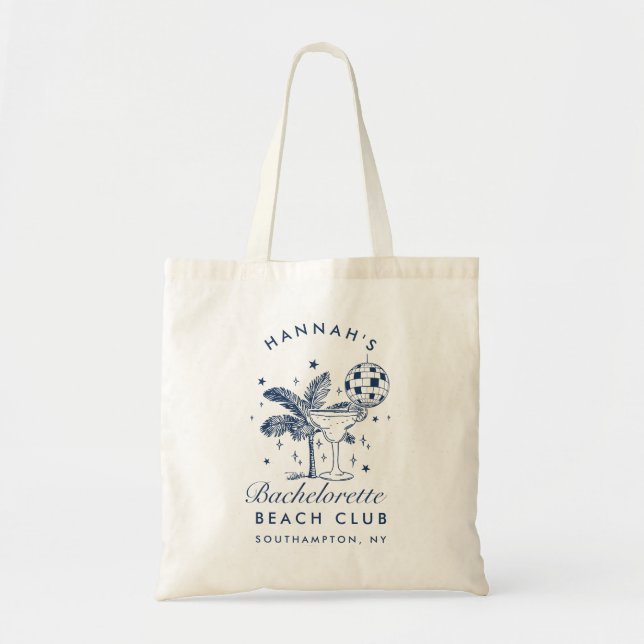Beach Bachelorette Retro Modern Personlig Tote Tygkasse (Framsidan)