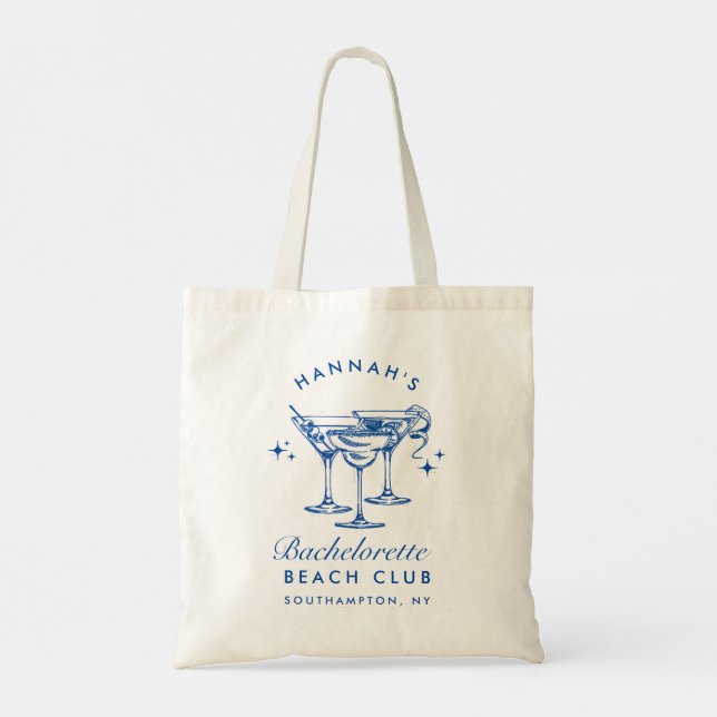 Beach Bachelorette Retro Modern Personlig Tygkasse (Baksida)