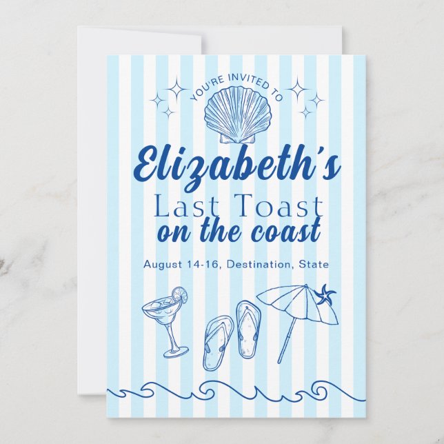 Beach Bachelorette, sista gisten på Kusten Party Inbjudningar (Framsida)
