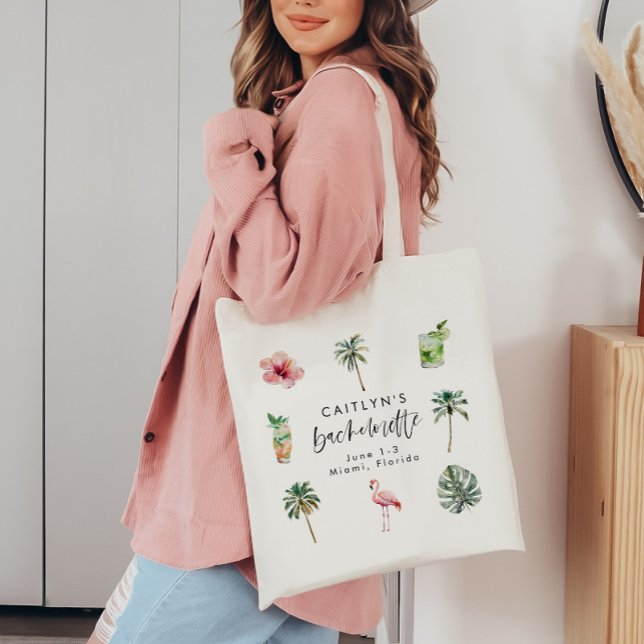 Beach Bachelorette Tropical Hen Party Flamingo Tygkasse (Skapare uppladdad)