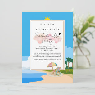 "Beach Bachelorette" Uppmaning till höns party Inbjudningar