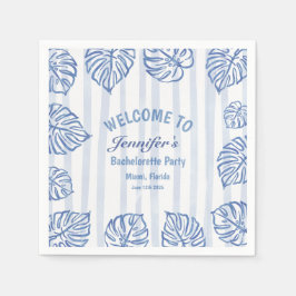 Beach BACHELORETTE Whimsical Blue palm leaves Pappersservett