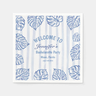 Beach BACHELORETTE Whimsical Blue palm leaves Pappersservett