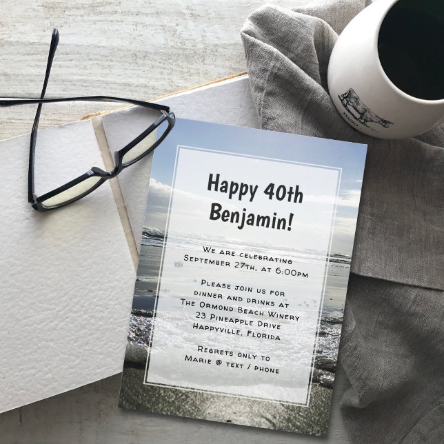 Beach Background Hans Födelsedagsfest inbjudan (Skapare uppladdad)