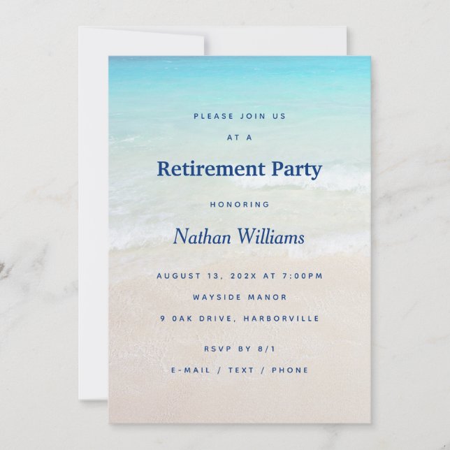 Beach Background Pension Party-inbjudan Inbjudningar (Framsida)