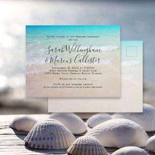 Beach Background Postcard-bröllopsinbjudan Vykort