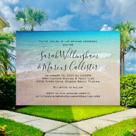 Beach Background Simple Seaside Bröllop Ceremony Inbjudningar