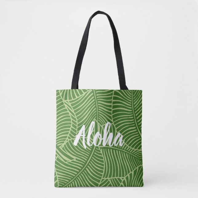 Beach Bag för den tropiska Handflatan-Grönten Zebr Tygkasse (Framsida)