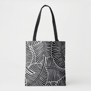 Beach Bag för tropisk svart Zebra Handflatan Hawai Tygkasse