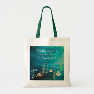 Beach Bag Grönt Sea Färg & Snäckors Tygkasse