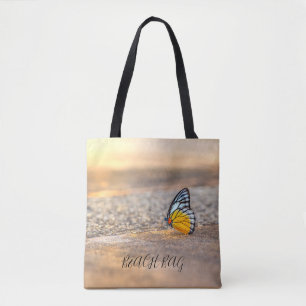 BEACH BAG - Svart fjäril Tygkasse