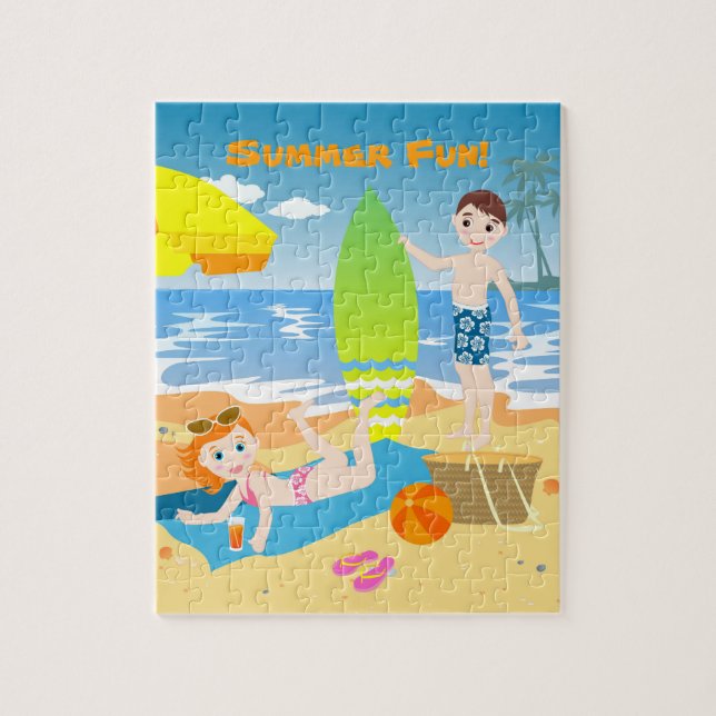 Beach barns födelsedag-gåva pussel (Vertikal)