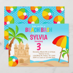 Beach Bash Födelsedagsfest inbjudan Inbjudan