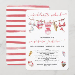 Beach Bassäng Bachelorette Helg Clothesline Inbjudningar