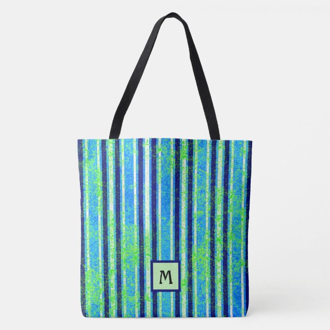 Beach Batik Rand Monogram Tote Bag Tygkasse (Framsida)