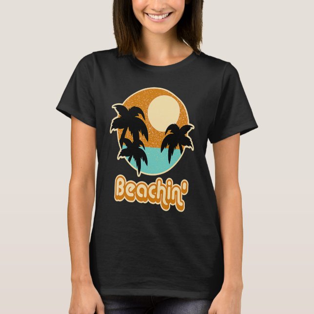 Beach   Beaching with Sunset  Palm Beach Holiday T Shirt (Framsida)