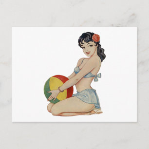 Beach Belle - Vintage Pin-Up Girl Vykort