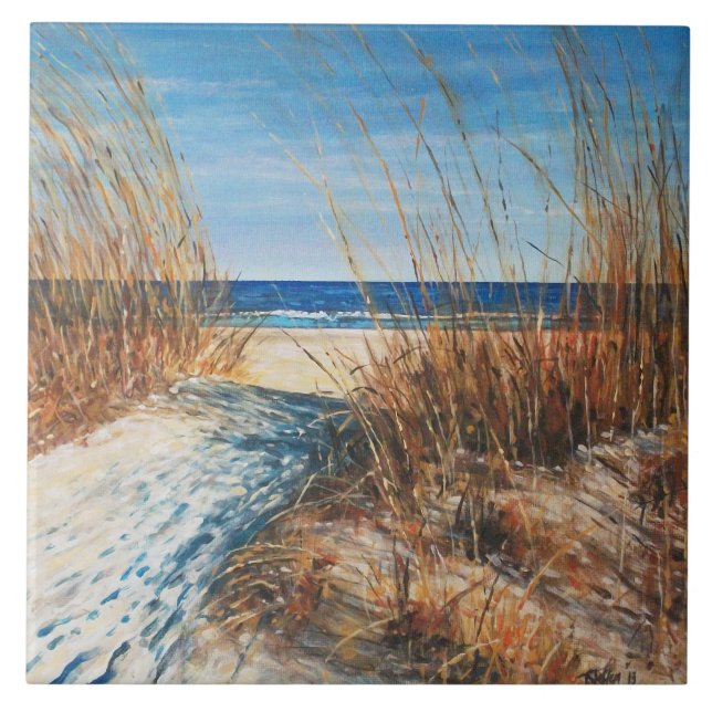 Beach BeSnyval Sand Dunes Painting Kakelplatta (Framsidan)